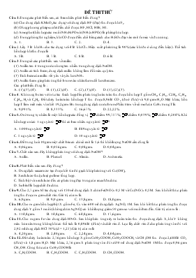 Đề thi thử môn hóa học